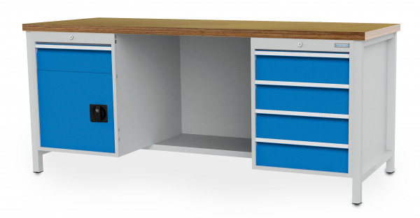 Kastenwerkbank mit 5 Schubladen und Flügeltür B 2000 x T 750 x H 959 mm R 18-24