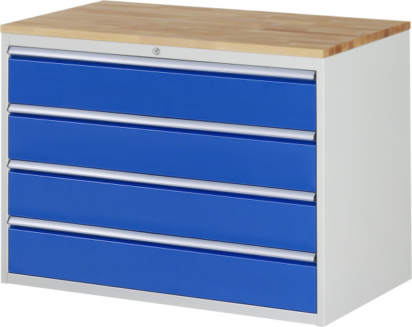 Schubladenschrank mit 4 Schubladen und Buche-Top B 1145 x T 650 x H 825 mm