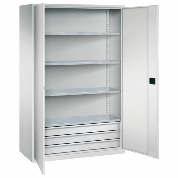 Flügeltürenschrank H 1950 x B 1200 x T 500 mm mit 3 Schubladen