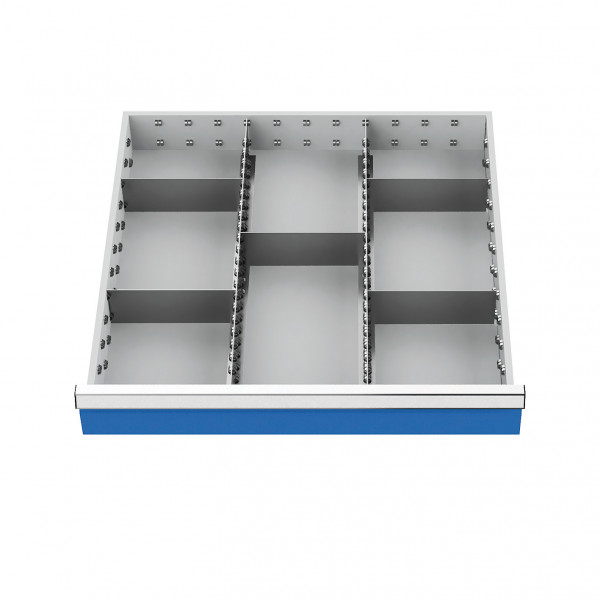 Metalleinteilung 7-teilig für Schubladennutzmaß 600 x 600 mm