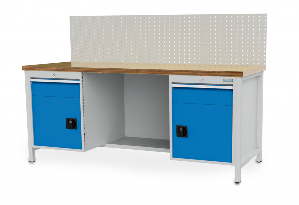 Kastenwerkbank B 2000 x T 750 x H 959 mm 2 Schubladen 2 Flügeltüren R 18-24