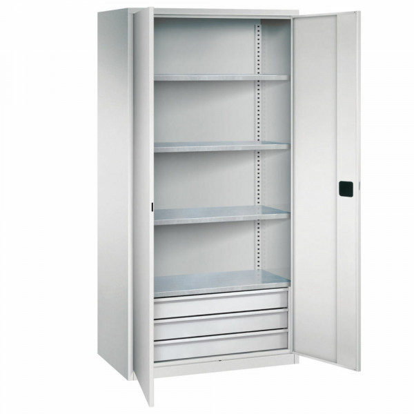 Flügeltürenschrank H 1950 x B 950 x T 500 mm mit 3 Schubladen