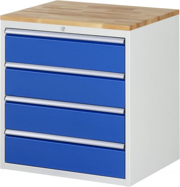 Schubladenschrank mit 4 Schubladen und Buche-Top B 770 x T 650 x H 825 mm