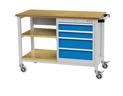 Mobile Werkbank B 1200 x T 540 x H 880 mm mit 4 Schubladen