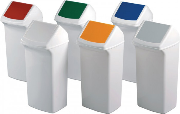 Wertstoffsammler weiß Inhalt 40 Liter Deckel mit farbiger Einwurfklappe