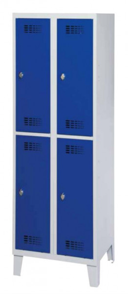 Garderobenschrank mit 4 x 2 Abteilen und Stahlblechfüßen H 1850 x B 1200 x T 500 mm