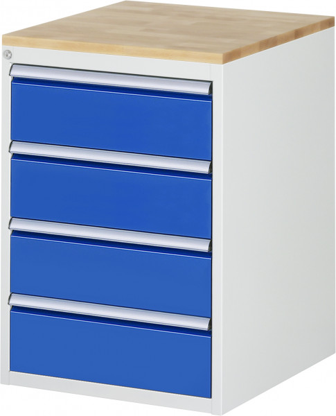 Schubladenschrank mit 4 Schubladen und Buche-Top B 580 x T 650 x H 825 mm