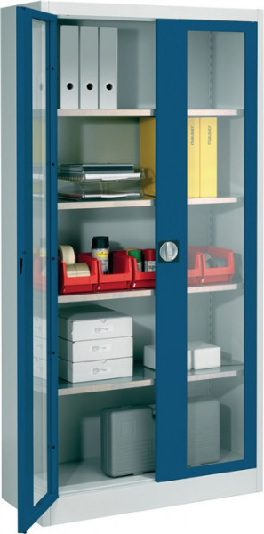 Flügeltürenschrank mit Sichtfenster H 1950 x B 950 x T 420 mm