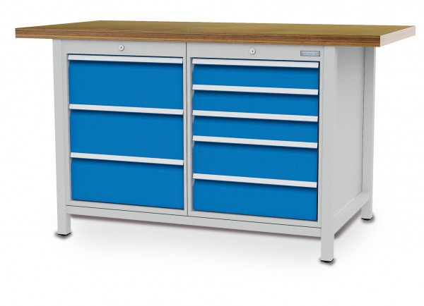 Kastenwerkbank B 1500 x T 750 x H 859 mm mit 8 Schubladen R 18-24