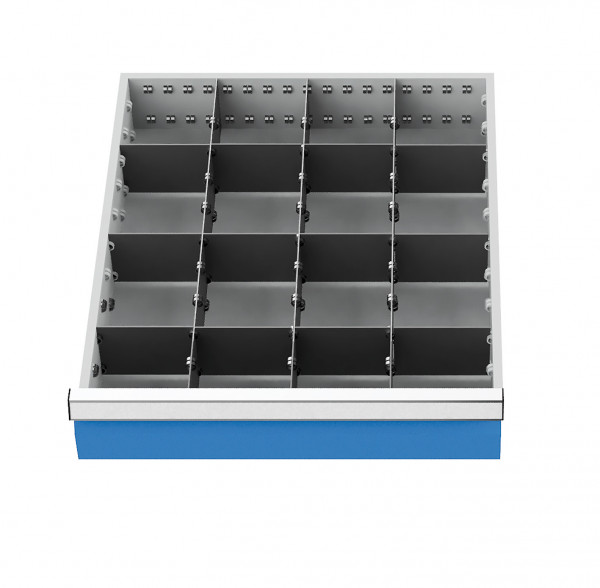 Metalleinteilung 15-teilig für Schubladennutzmaß 450 x 525 mm