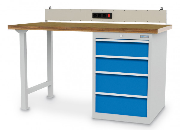 Reihenwerkbank B 2000 x T 750 x H 859 mm mit Schubladenschrank B 555 mm R 18-24