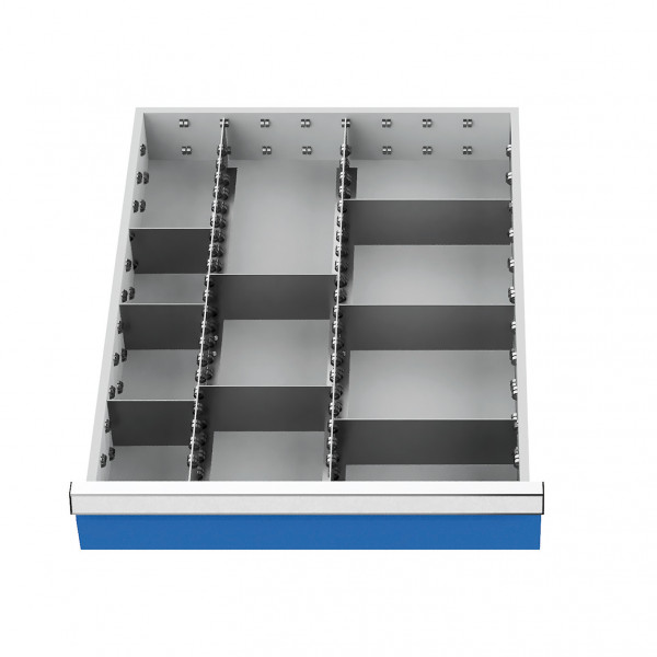 Metalleinteilung 10-teilig für Schubladennutzmaß 450 x 600 mm