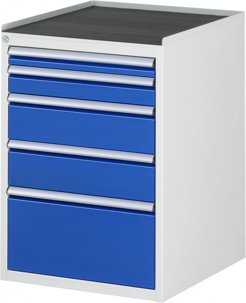 Schubladenschrank mit 5 Schubladen Größe L und Metall-Top B 580 x T 650 x H 825 mm