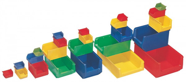 Sichtlagerkasten Größe MK2Z L 500/450 x B 310/300 x H 140 mm blau,gelb,grün und rot