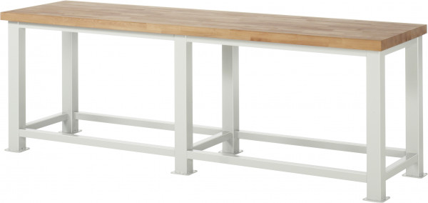 Schwerlastwerkbänke B 2500 x T 900 x H 850 mm mit Buche-Massiv-Arbeitsplatte