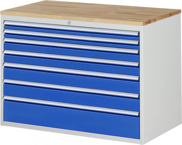 Schubladenschrank mit 7 Schubladen und Buche-Top B 1145 x T 650 x H 825 mm