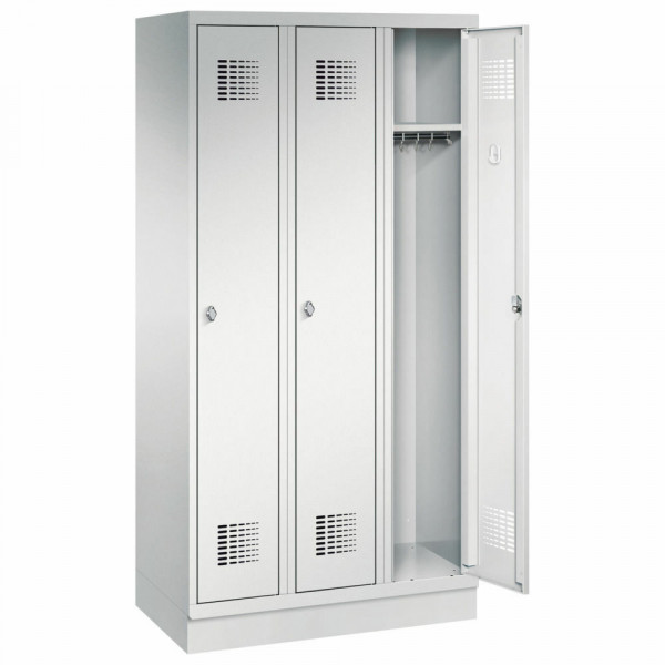 Garderobenschrank 3 Abteile mit Sockel H 1800 x B 900 x T 500 mm