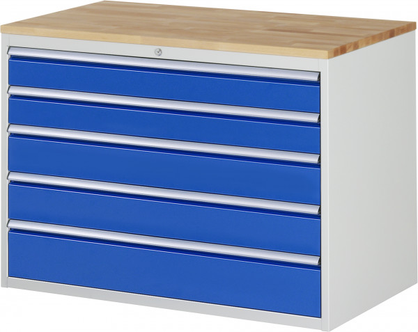 Schubladenschrank mit 5 Schubladen und Buche-Top B 1145 x T 650 x H 825 mm