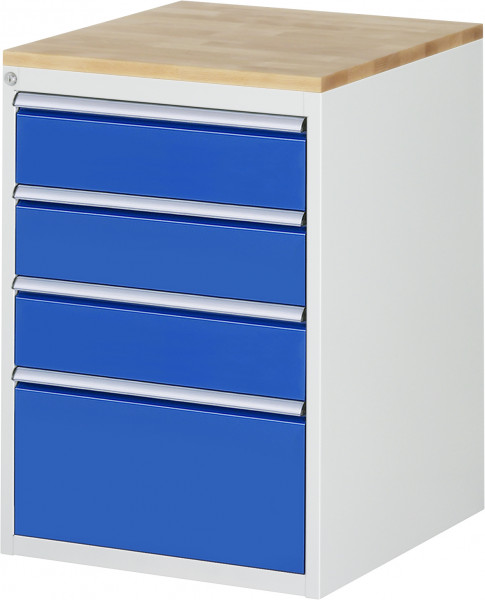 Schubladenschrank mit 4 Schubladen und Buche-Top B 580 x T 650 x H 825 mm