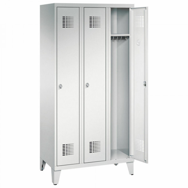 Garderobenschrank 3 Abteile mit Füßen H 1850 x B 900 x T 500 mm