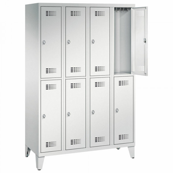 Garderobenschrank 8 halbhohe Abteile mit Füßen H 1850 x B 1200 x T 500 mm RAL 7035